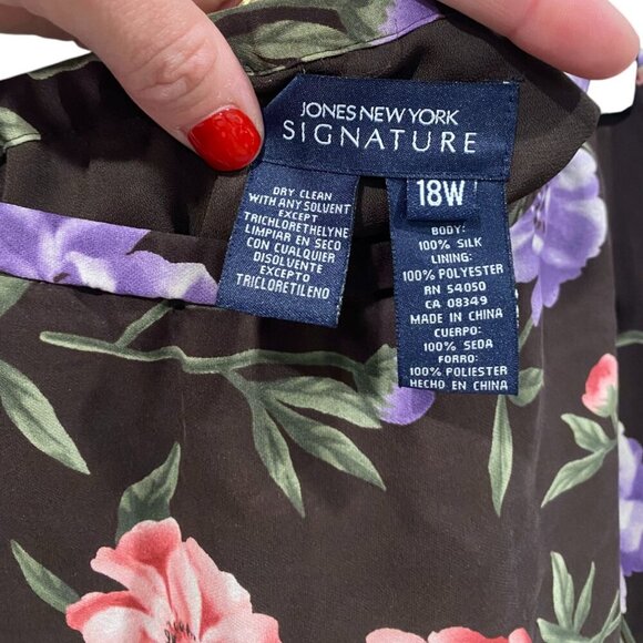 100% Silk Flowy Brown Skirt Floral Print - Plus Size 18 - Picture 3 of 4